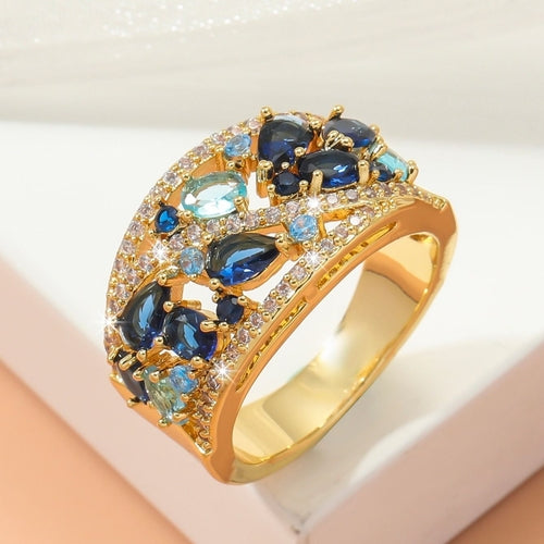 Boho Ladies Elegant Zircon Finger Ring For Women Birthday Party