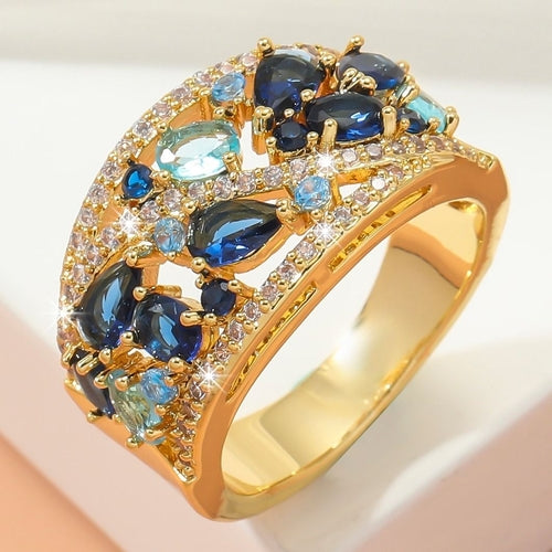 Boho Ladies Elegant Zircon Finger Ring For Women Birthday Party