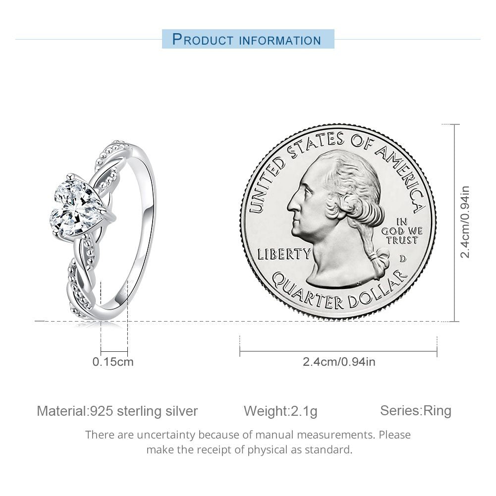 925 Sterling Silver Romantic Love Ring for Women Fine Jewelry Shining