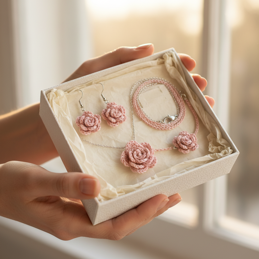 3D Rose Crochet Gift Box