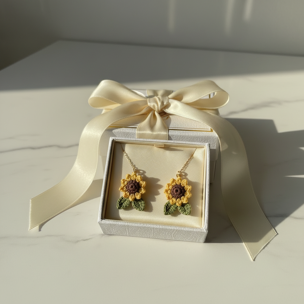 3D Sunflower Crochet Gift Box