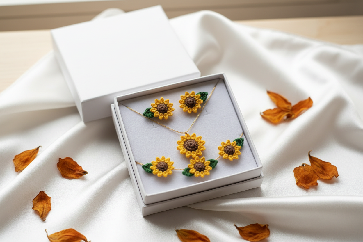 3D Sunflower Crochet Gift Box