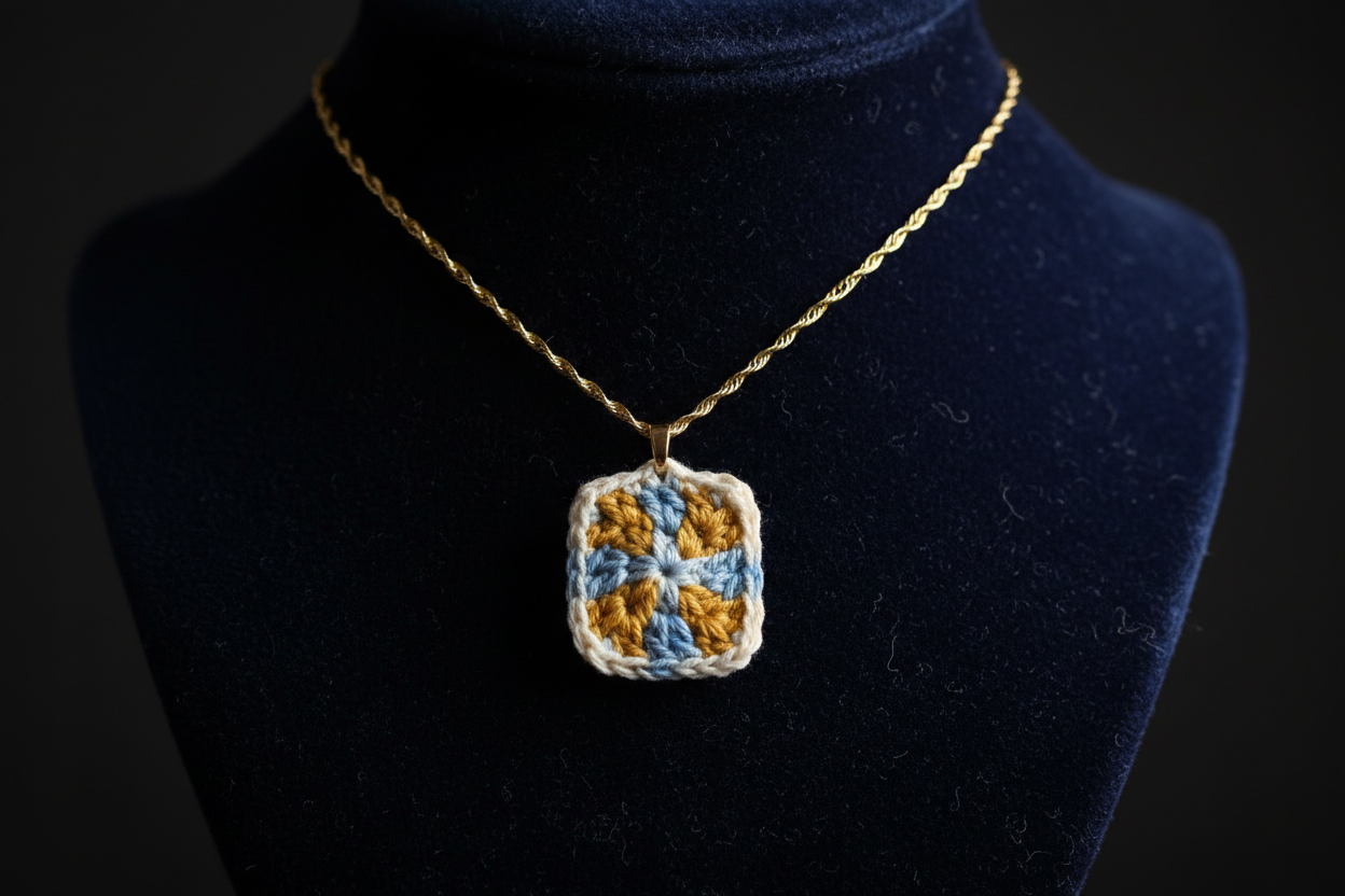 Granny Square Crochet Necklace