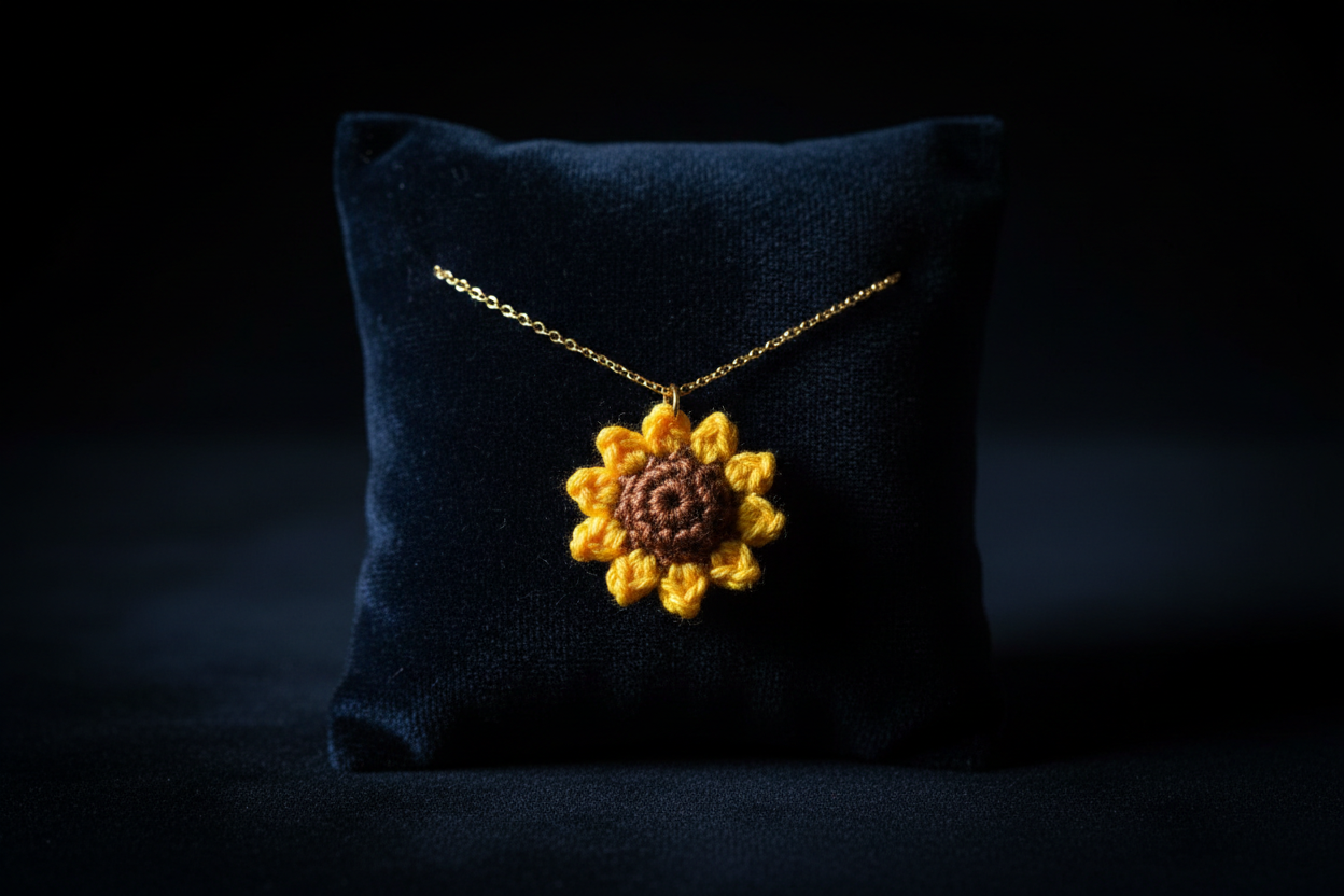 3D Sunflower Crochet Necklace