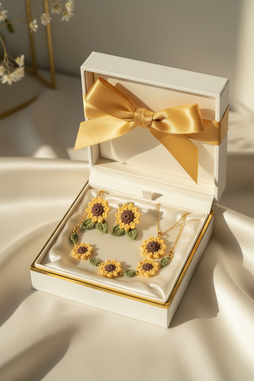 3D Sunflower Crochet Gift Box