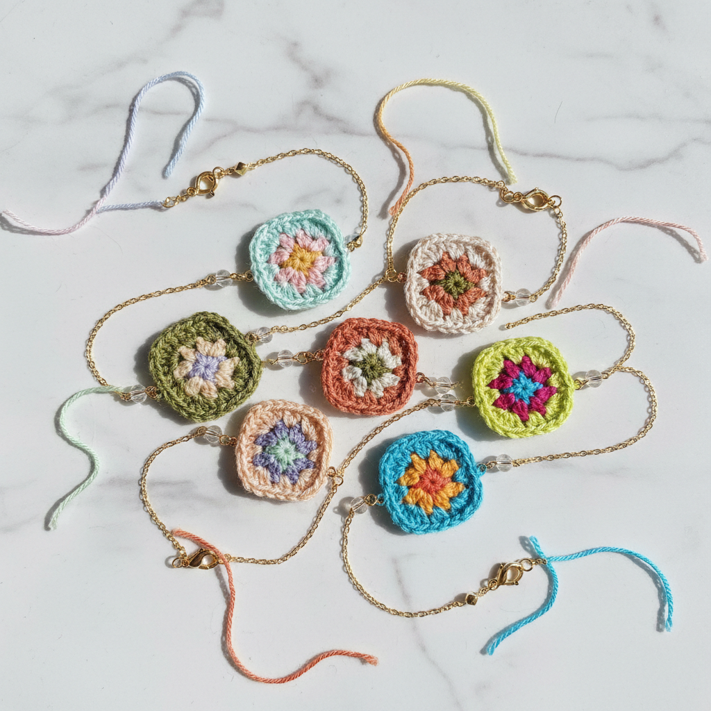 Granny Square Crochet Bracelet