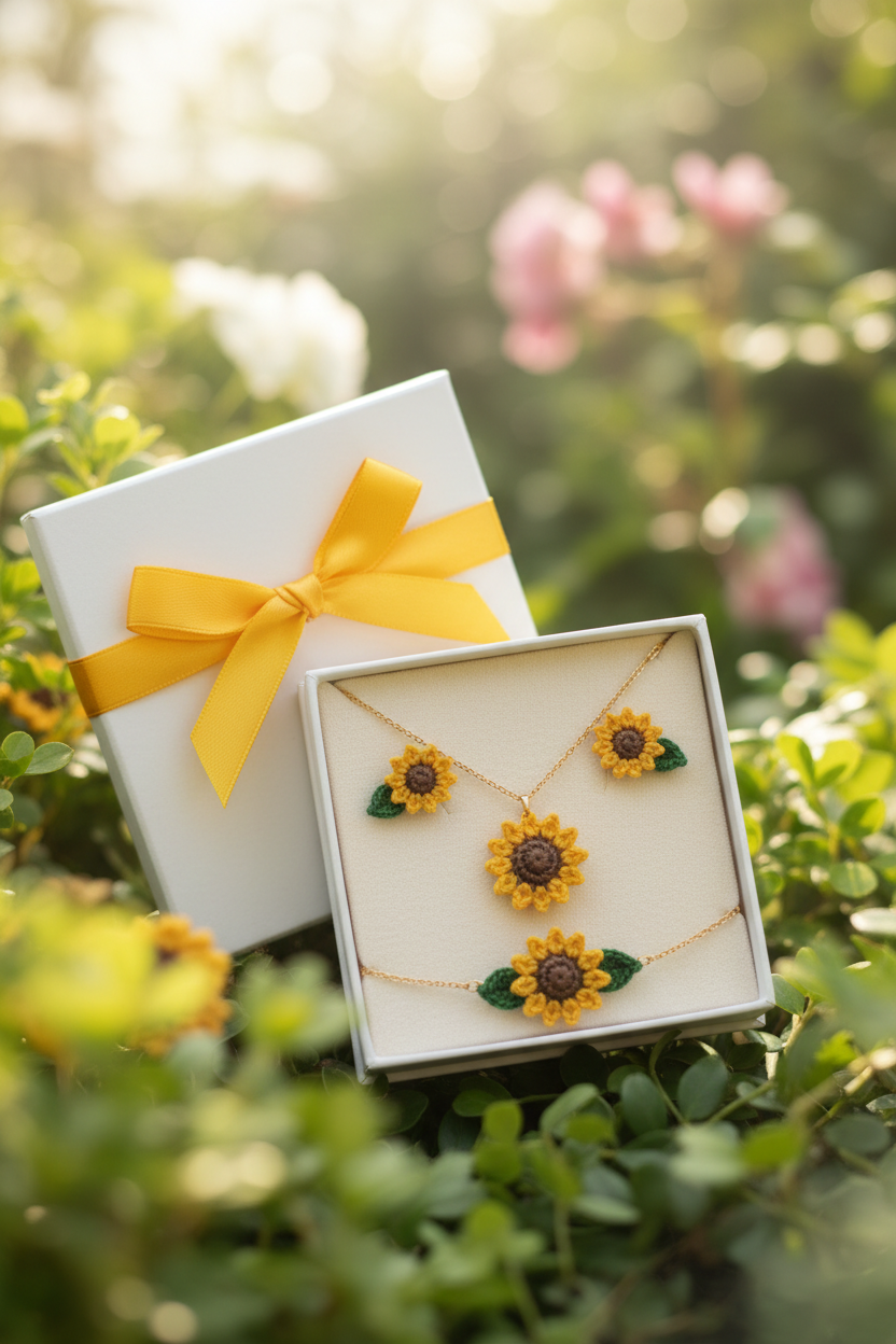 3D Sunflower Crochet Gift Box