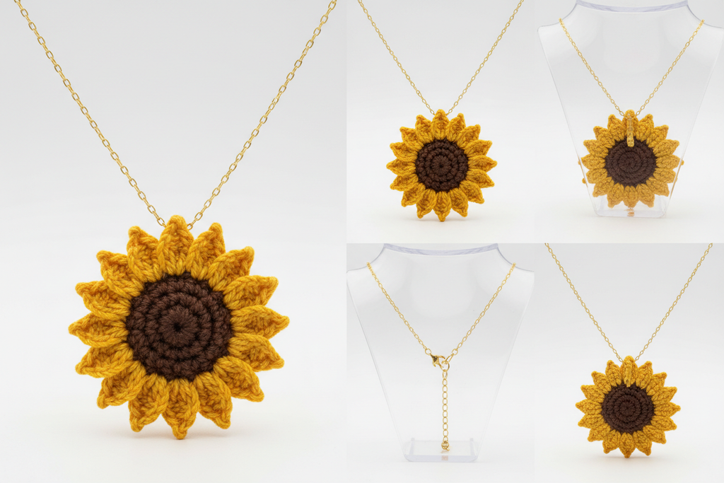 3D Sunflower Crochet Necklace