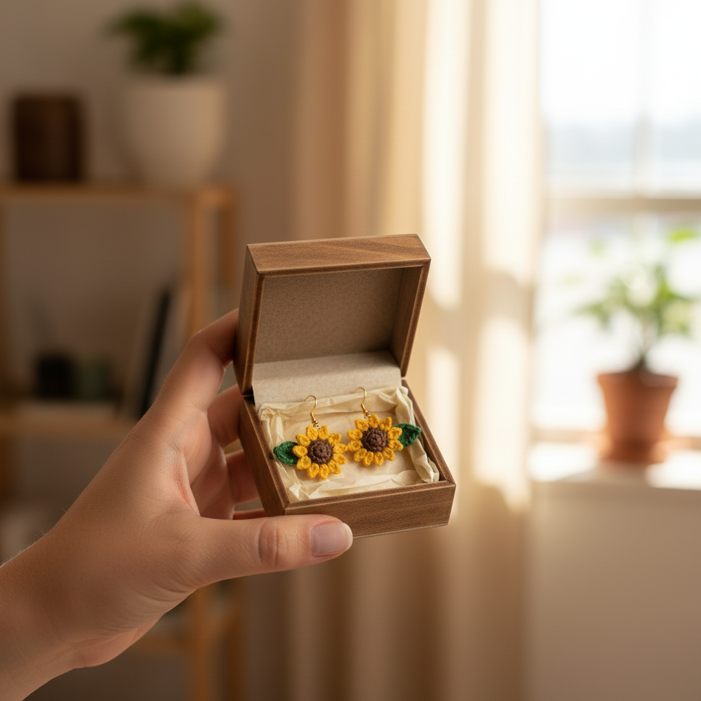 3D Sunflower Crochet Gift Box