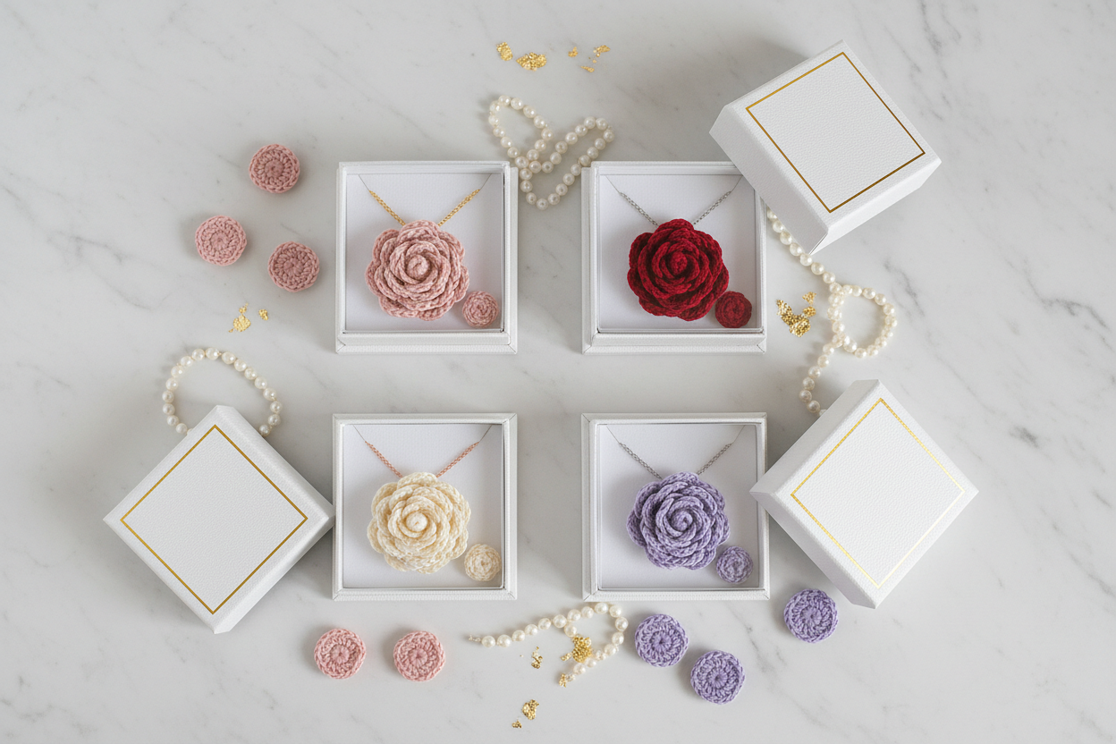 3D Rose Crochet Gift Box