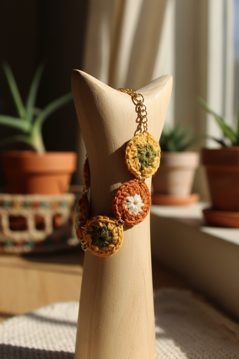 Granny Square Crochet Bracelet