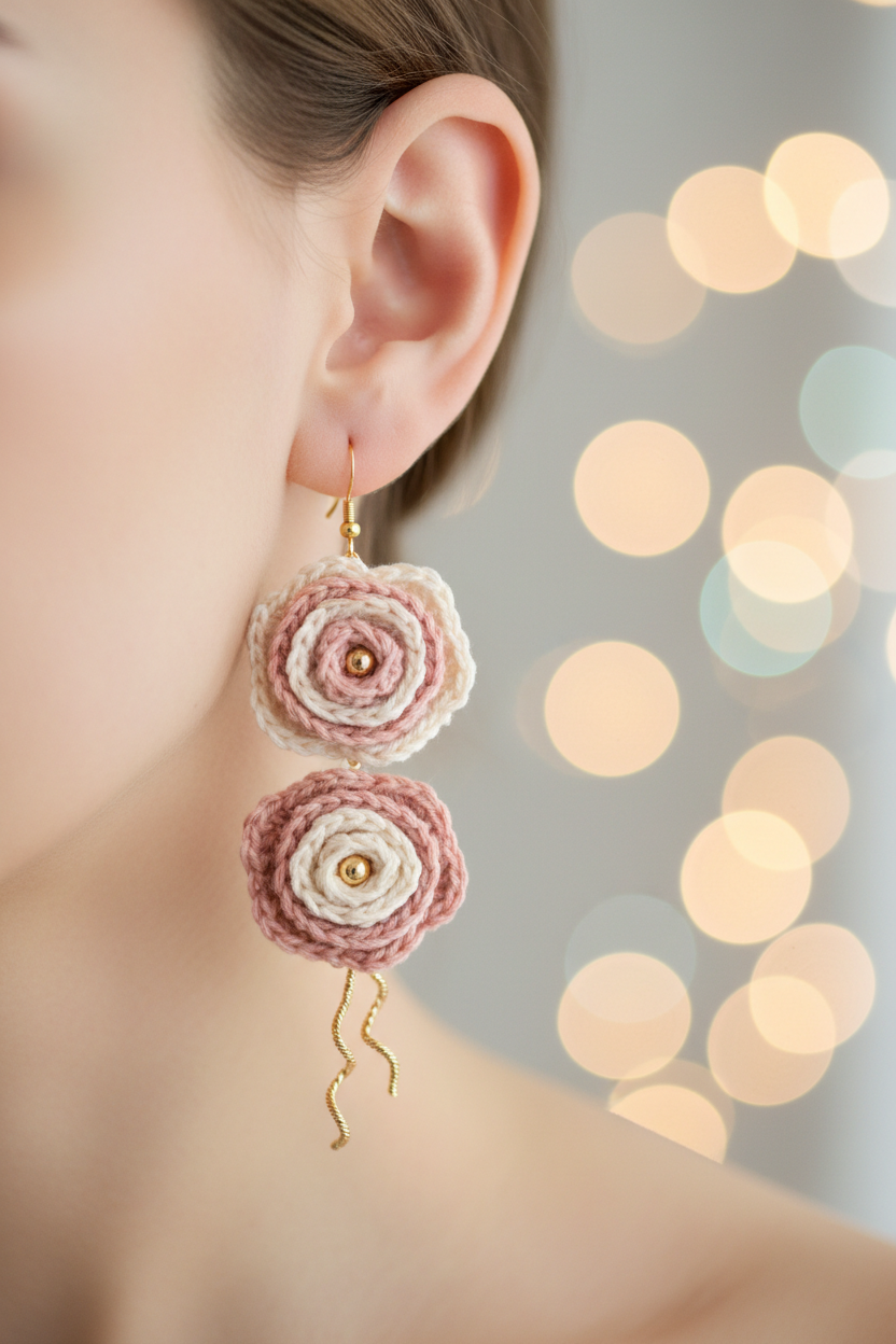 Rose Crochet Earrings