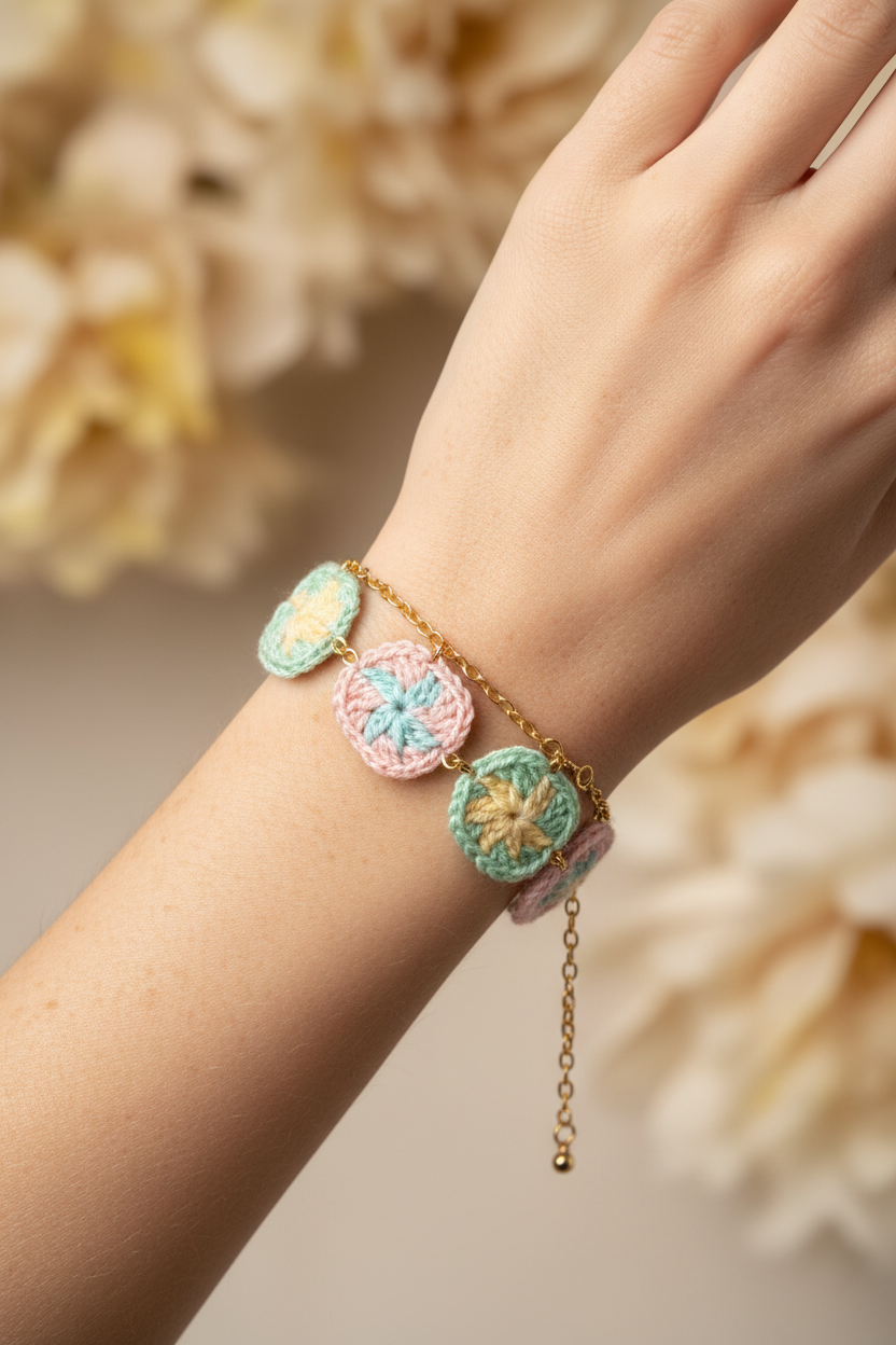 Granny Square Crochet Bracelet