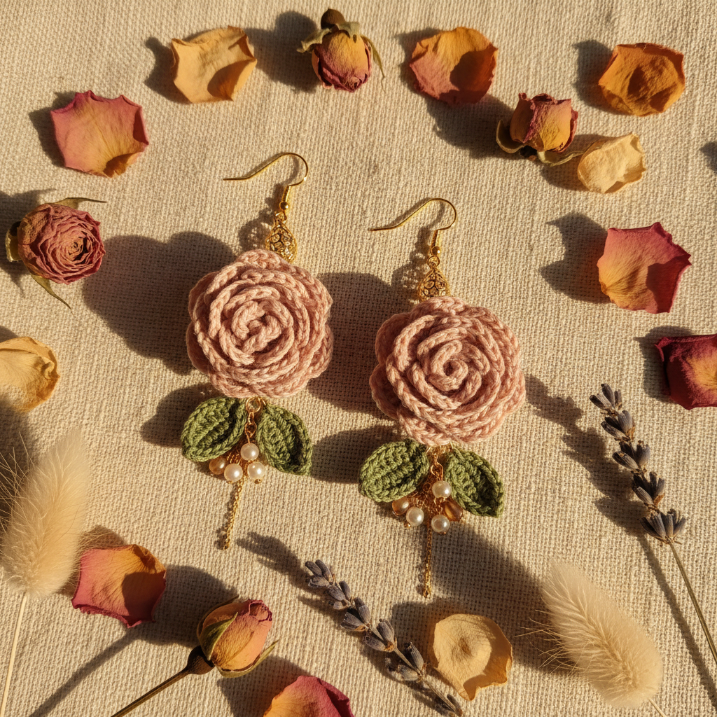 Rose Crochet Earrings