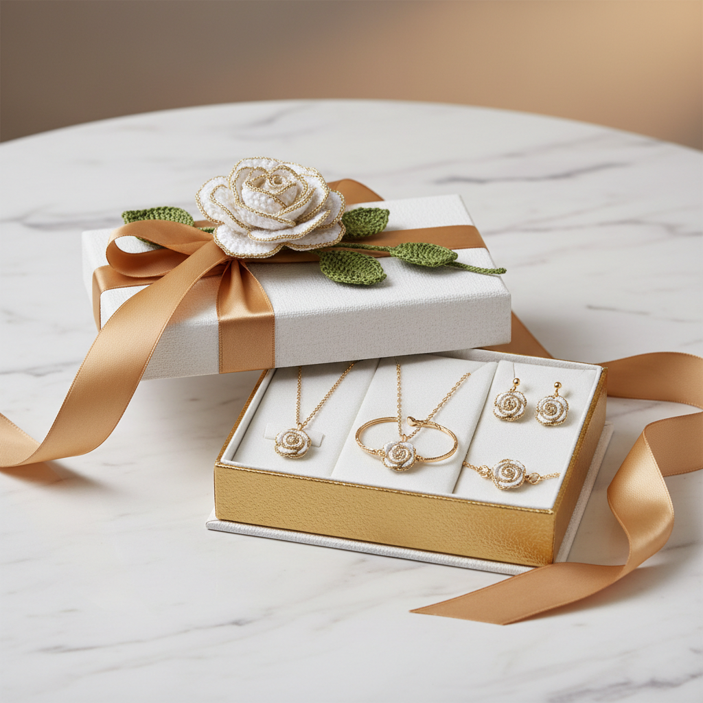 3D Rose Crochet Gift Box