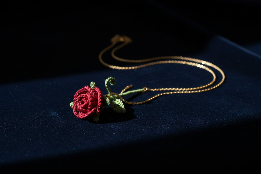 3D Rose Crochet Necklace