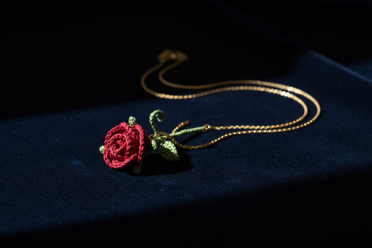 3D Rose Crochet Necklace