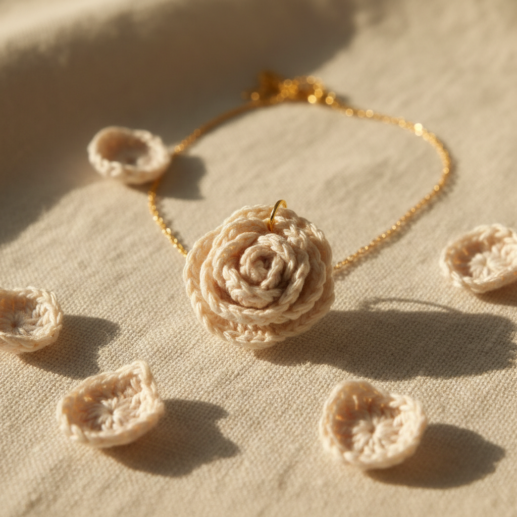 3D Rose Crochet Necklace