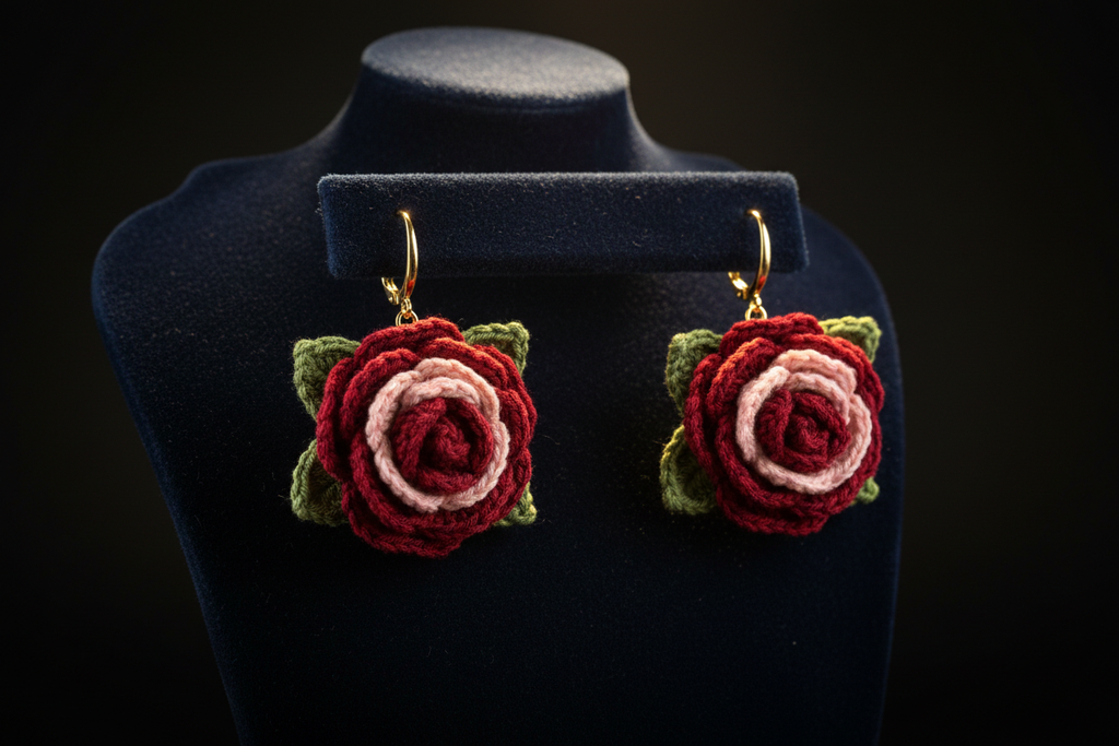 Rose Crochet Earrings
